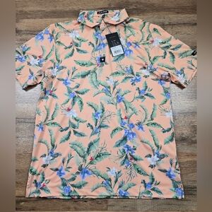 Bad Birdie Polo Mens Large Orange Core Flora Fiesta Golf Performance Stretch